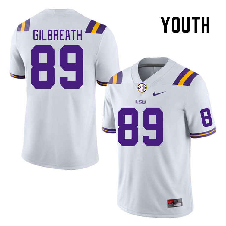 Youth #89 Connor Gilbreath LSU Tigers College Football Jerseys Stitched Sale-White